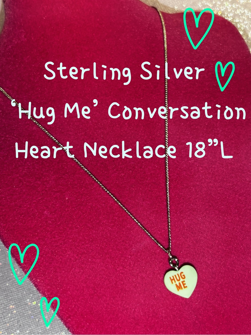 Hug Me Baby Blue Conversation Heart Shape Necklace Choker Kandi Goth Egirl gift